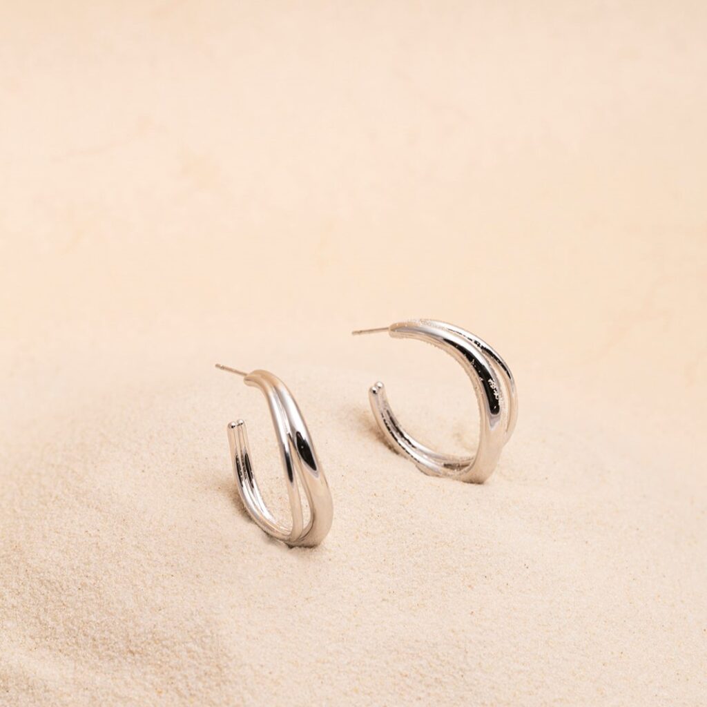 Camilla silver double hoops