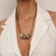 Bicolor bead necklace short
