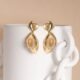 Rosa gouden statement oorbellen met witte strass