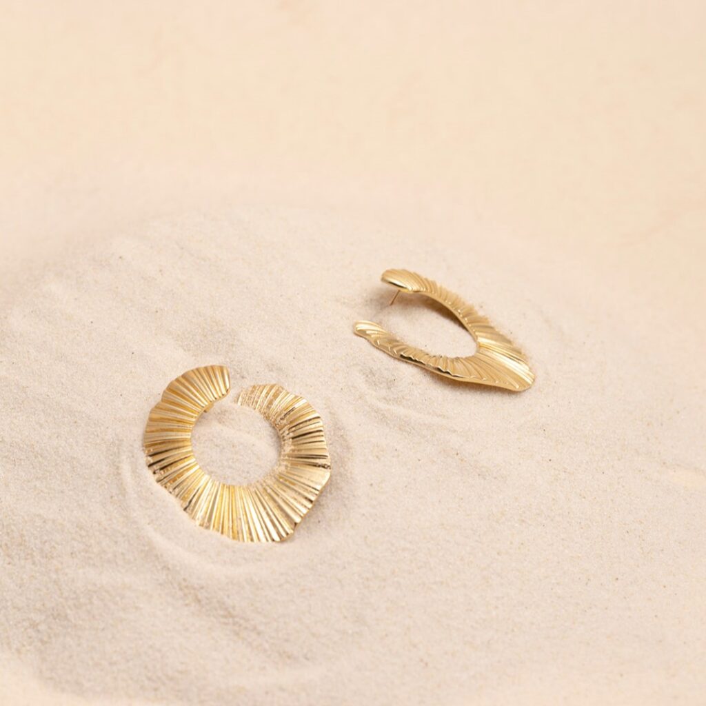 Aurel gold hoop midlong earrings