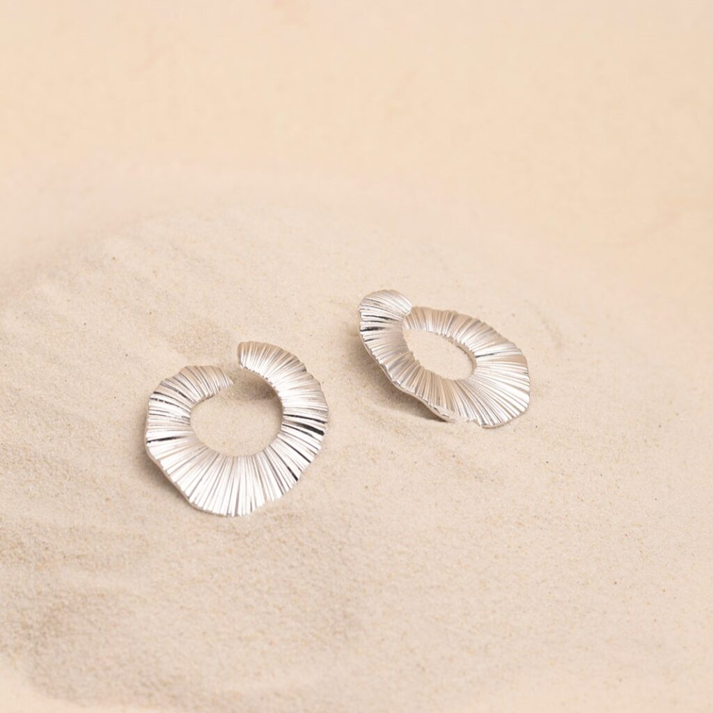 Aurel silver hoop midlong earrings