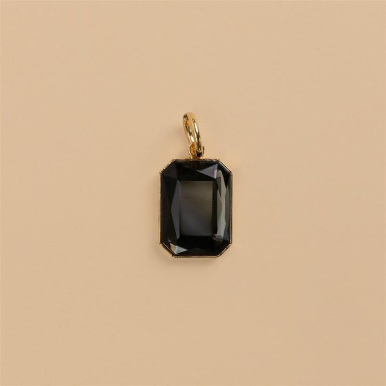 Glass stone anthracite charm