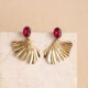 Ginkgo statement fuchsia steen oorbellen