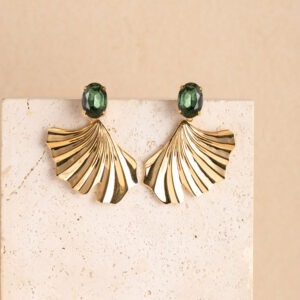 Ginkgo statement green stone earrings