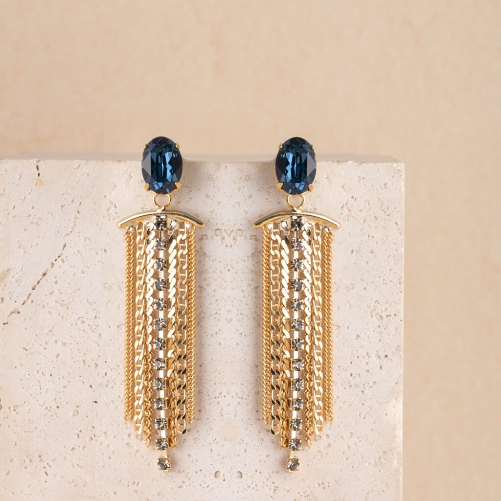 Isla blue stone long earrings
