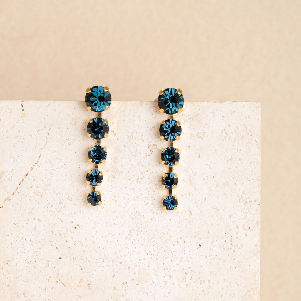 Joanne blue crystals mid-long earrings