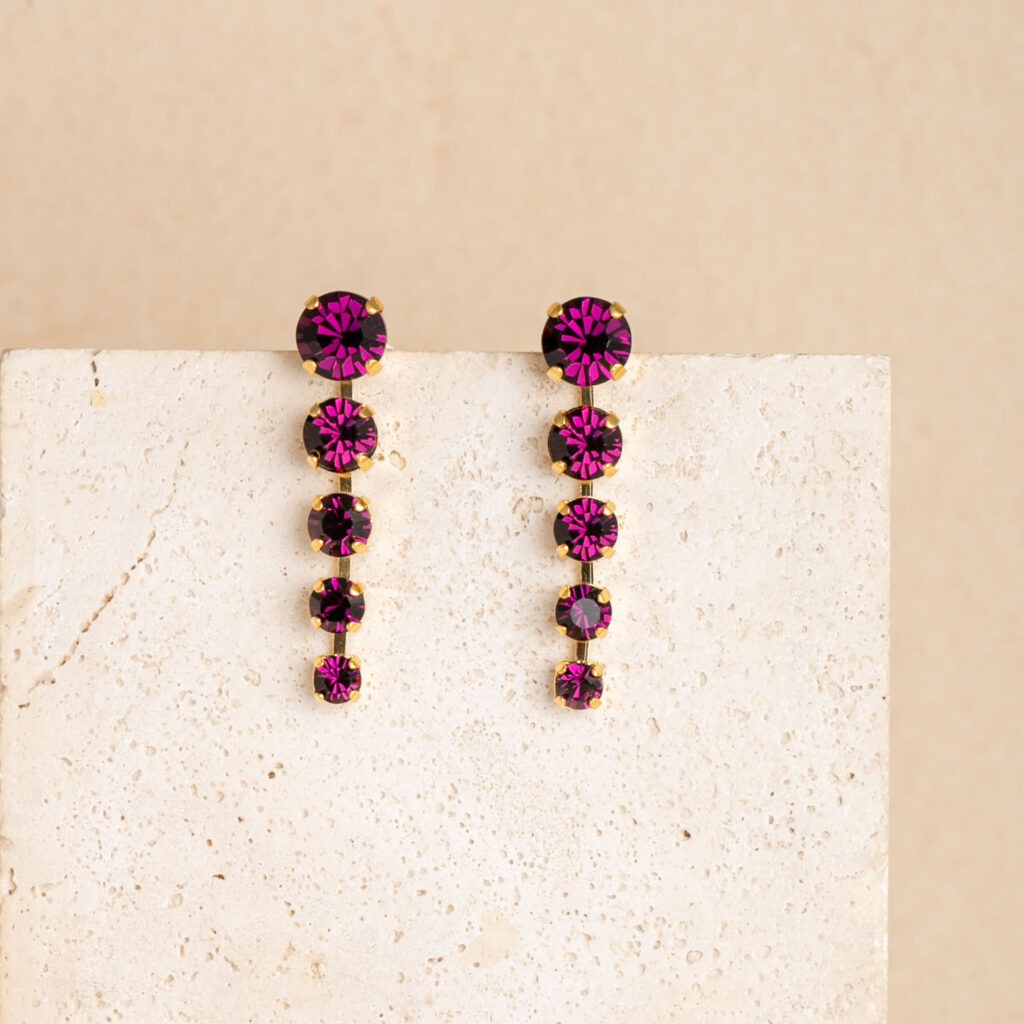 Joanne amethyst crystals mid-long earrings