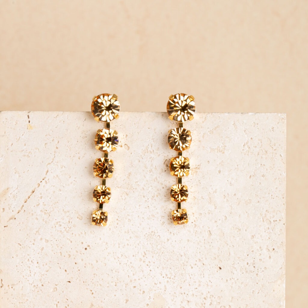 Joanne champagne crystals mid-long earrings
