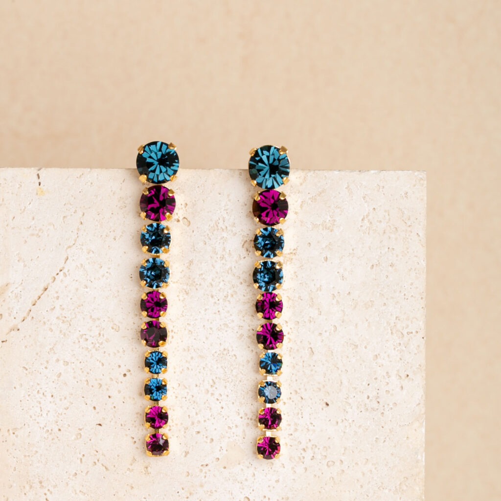 Joanne blue mix long earrings