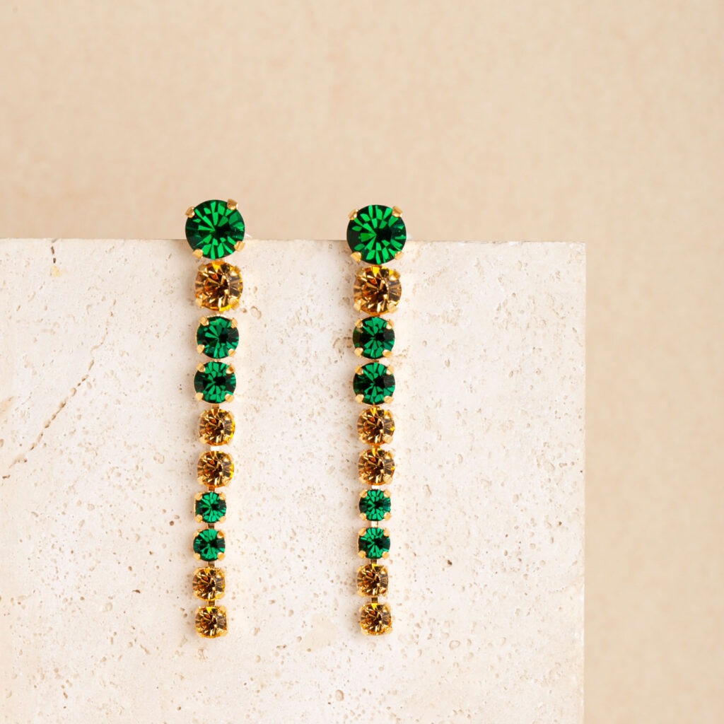 Joanne green mix long earrings