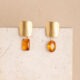 Dolores gold stud cognac crystals earrings