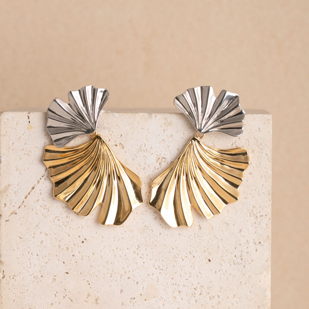 Ginkgo bicolor statement earrings