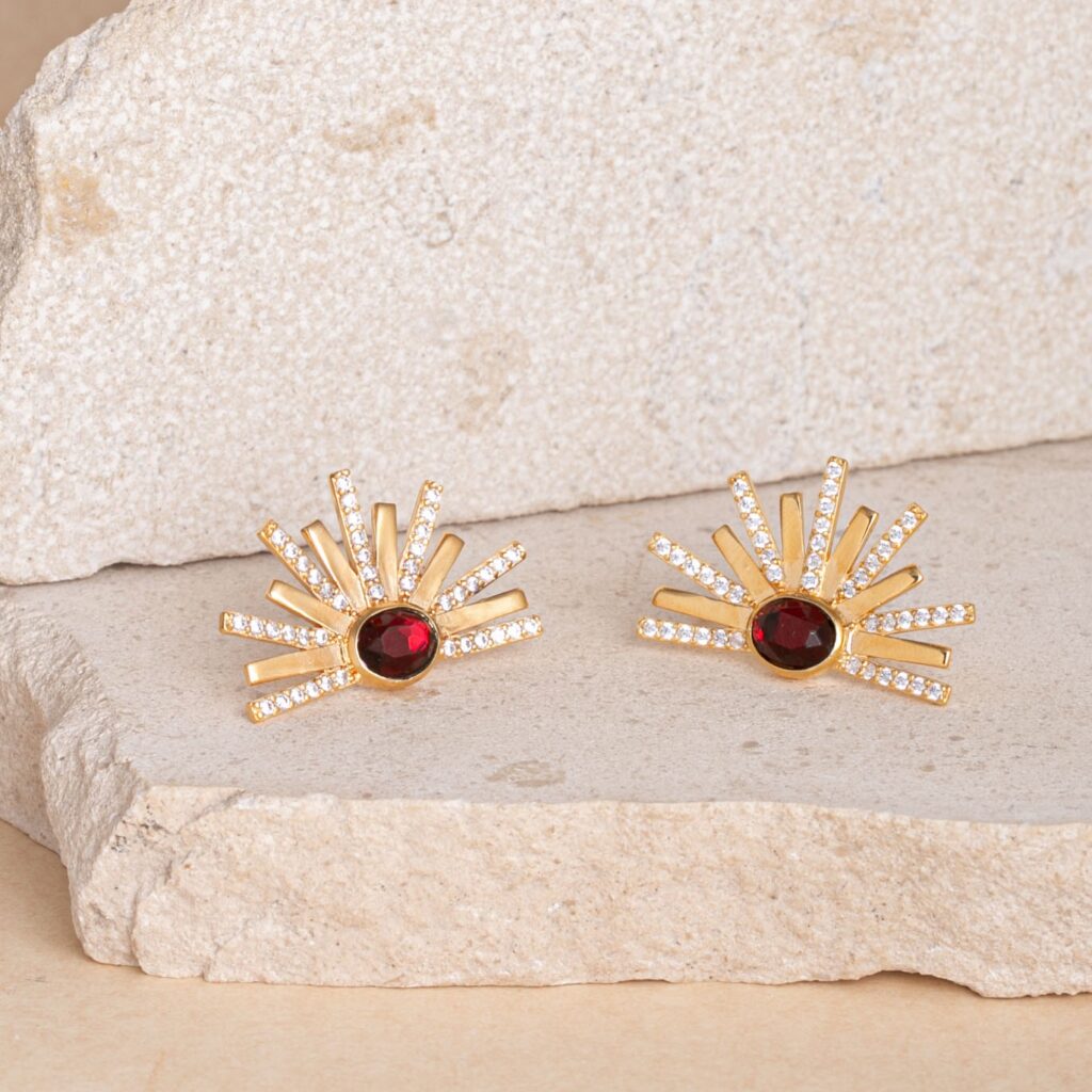 SOLEA bordeaux strass short earrings