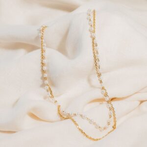 SALLY CHAIN DOUBLE SMALL PEARL LONG NECKLACE