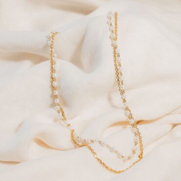 SALLY CHAIN DOUBLE SMALL PEARL LONG NECKLACE